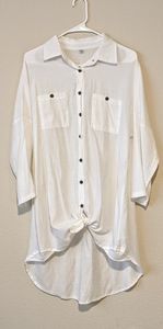 White Button down Shirt Dress Size M